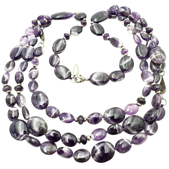 Designer Womens Necklace Sterling Silver Amethyst Statement 171 Grams - Picture 1 of 3